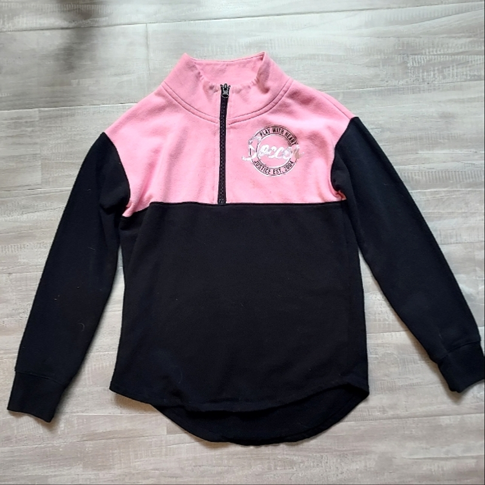 Pink and black Justice soccer sweatshirt